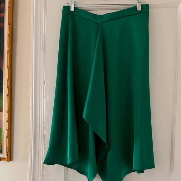 Zara Satin Midi Skirt In Emerald Green Holidays Festive - Picture 7 of 13